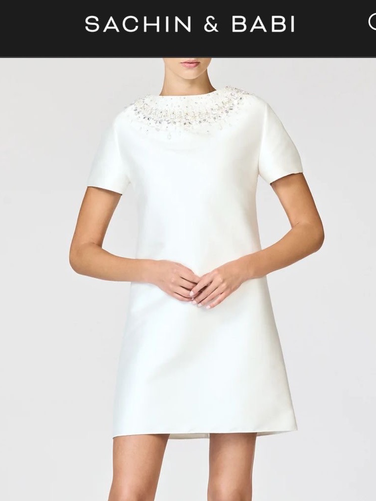 Sachin + Babi White Short Sleeve A-Line Mini Dress